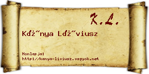 Kánya Líviusz névjegykártya
