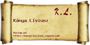 Kánya Líviusz névjegykártya